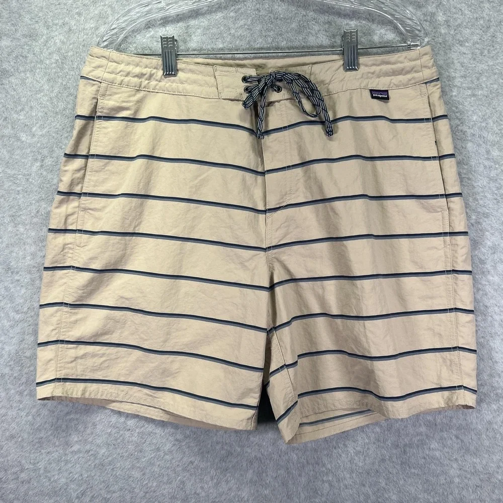 Patagonia Wavefarer Boardshorts Mens 35 Recycled Nylon Striped Swim Stretch
